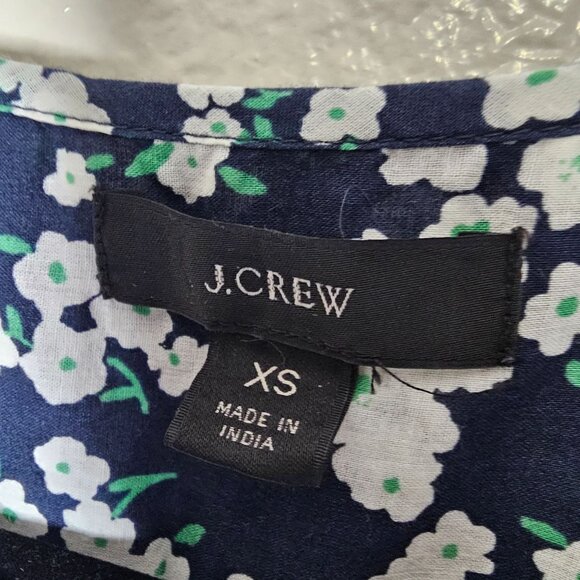 J Crew XS Blue Floral Lightweight Cotton Button Tunic Dress Cottage Beach - Picture 3 of 6